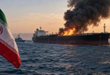 Naval Mines Ignite Fire on Iranian Oil Tanker in Hormuz Strait